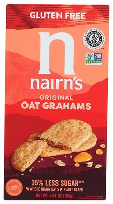 Nairn&#39;s Gluten-Free Original Oat Grahams - Healthy, Tasty and Safe for Celiacs. Perfect On-the Go Snack. High Fiber, No Artificial Colors, Flavors, or Preservatives, 5.64oz, Pack of 6
