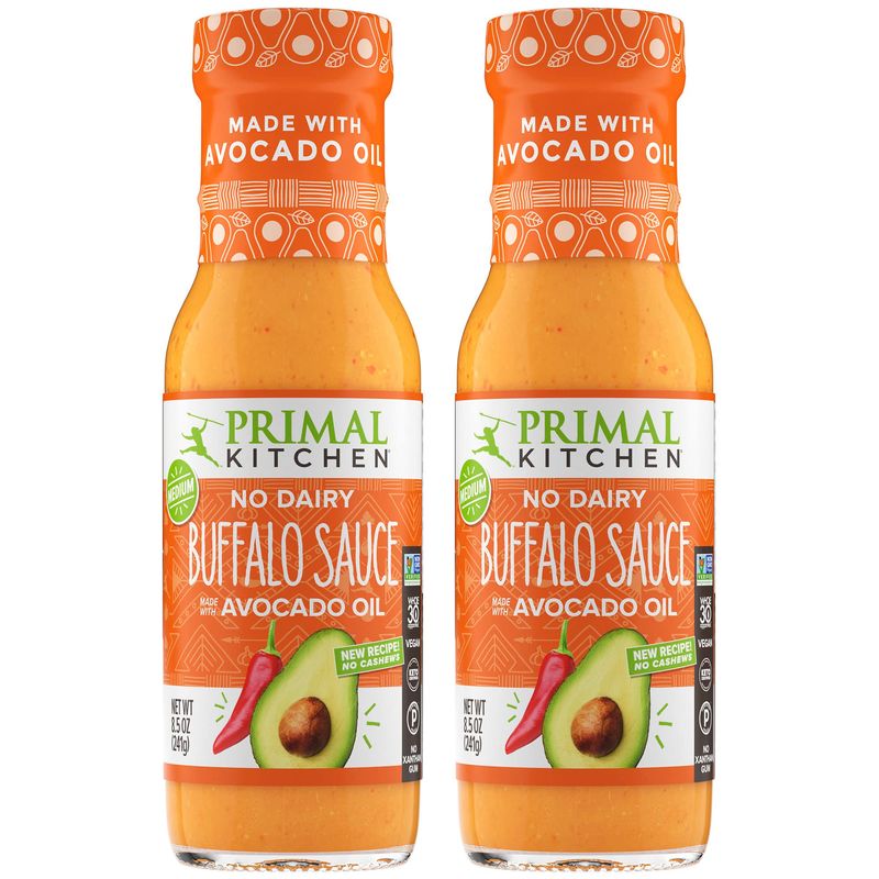 Primal Kitchen No Dairy Buffalo Sauce, Made with Real Ingredients Like Avocado Oil, No Cane Sugar or Corn Syrup, Pack of 2