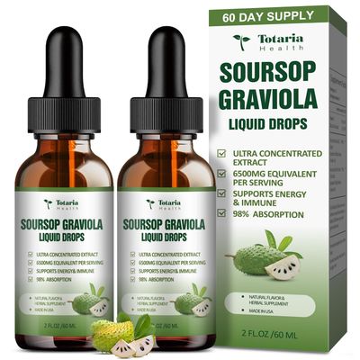 (2 Packs) Pure Soursop Graviola Liquid Drop Support Digestive Skin Health, Sleep Antioxidant - Guanabana Oil Leaf Exact Soursop Bitters Liquid Drops, Natural Flavor, Non-GMO, Vegan