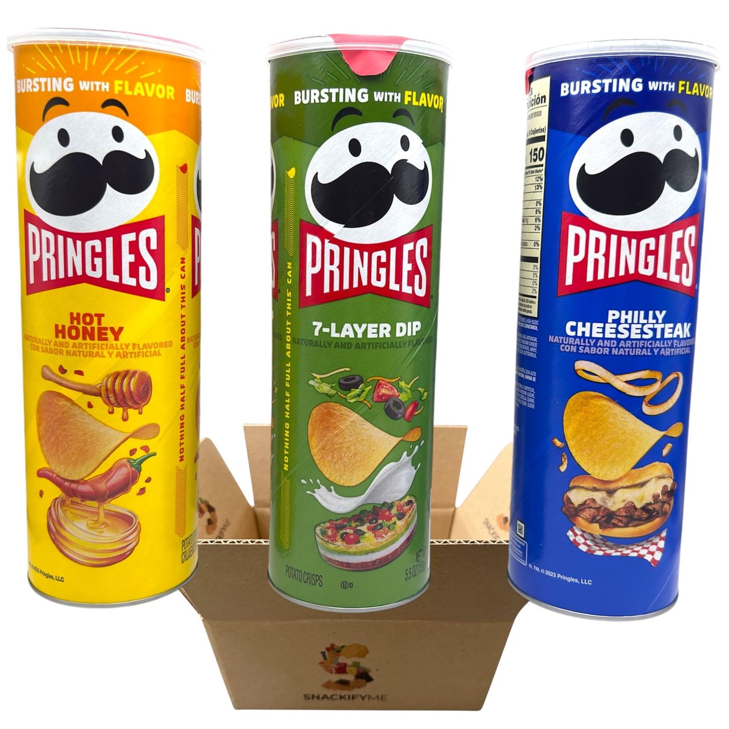 Potato Crisps Variety Pack - Hot Honey, 7-Layer Dip, Philly Cheesesteak Flavors - 5.5oz Cans, 3 Count