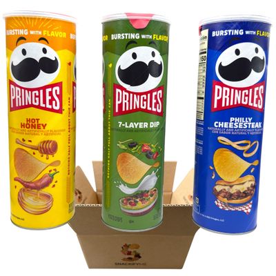 Potato Crisps Variety Pack - Hot Honey, 7-Layer Dip, Philly Cheesesteak Flavors - 5.5oz Cans, 3 Count