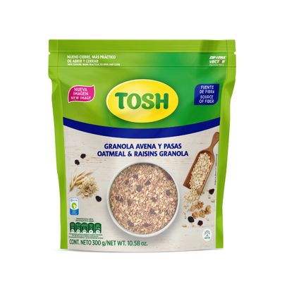 Tosh, Granola with Oatmeal Raisins, Cholesterol-Free, 10.5 Ounce, Pack of 1.