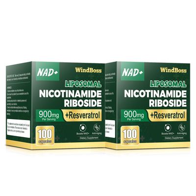 Windboss NAD Nicotinamide Riboside Resveratrol, Liposomal NAD Supplements for Women Men, NMN Supplement Alternative, NAD Supplement - 100 Capsules - 2pcs