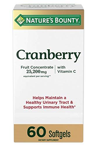 Nature&#39;s Bounty Cranberry Dietary Supplement, Supports Urinary Tract and Immune Health, Softgels, 25,200 Mg, 60 Ct
