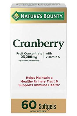 Nature&#39;s Bounty Cranberry Dietary Supplement, Supports Urinary Tract and Immune Health, Softgels, 25,200 Mg, 60 Ct