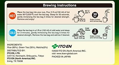 ITO EN Oi Ocha Premium Japanese Matcha Genmaicha Green Tea - Tea Bags, 50 Count (Pack of 1)
