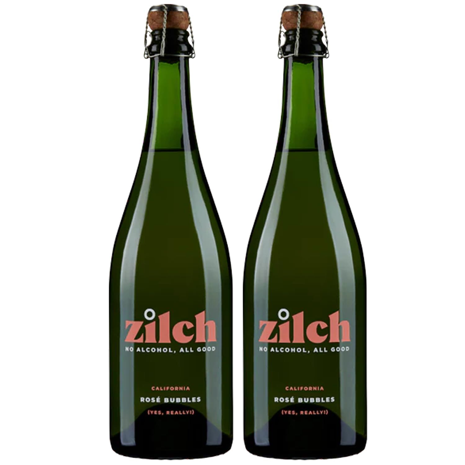 Zilch Alcohol-Free Ros Bubbles: Premium Non-Alcoholic California Sparkling Rose Wine 2 PACK