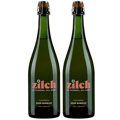 Zilch Alcohol-Free Ros Bubbles: Premium Non-Alcoholic California Sparkling Rose Wine 2 PACK