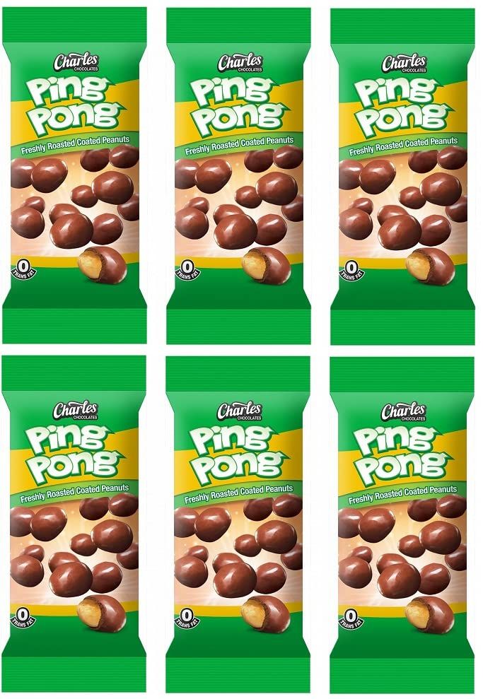 Charles Chocolates Bite Size Chocolate Candy - 50g Product of Jamaica (Charles Ping Pong 50g Chocolate Covered Peanuts) 6 Pack, 1.76 Ounce