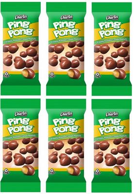 Charles Chocolates Bite Size Chocolate Candy - 50g Product of Jamaica (Charles Ping Pong 50g Chocolate Covered Peanuts) 6 Pack, 1.76 Ounce