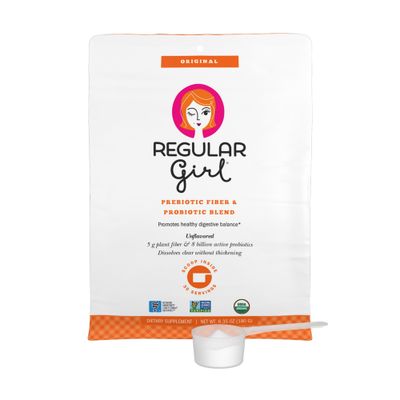Regular Girl Organic Powder, Prebiotic Fiber Supplement and Probiotics for Women, Low FODMAP, 30 Servings, Unflavored