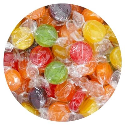 Assorted Fruit Hard Candy, 1 Pound Bulk Candy (Approx. 75 pcs.), Individually Wrapped Hard Candy, Fruit Discs Candy, The Hampton Popcorn Candy Company