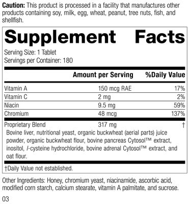 Standard Process Inc. Chromium Complex - Whole Food Digestion and Digestive Health with L-Cysteine Hydrochloride, Chromium, Ascorbic Acid, Buckwheat, Oat Flour - 180 Tablets