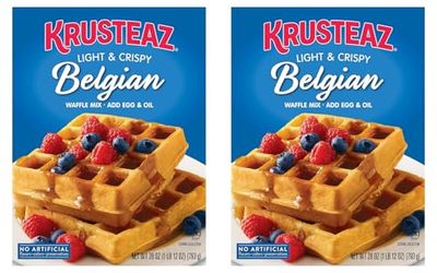 Krusteaz Light Crispy Belgian Waffle Mix - No Artificial Flavors, Colors, or Preservatives - 28 OZ (Pack of 2) (Packaging May Vary)