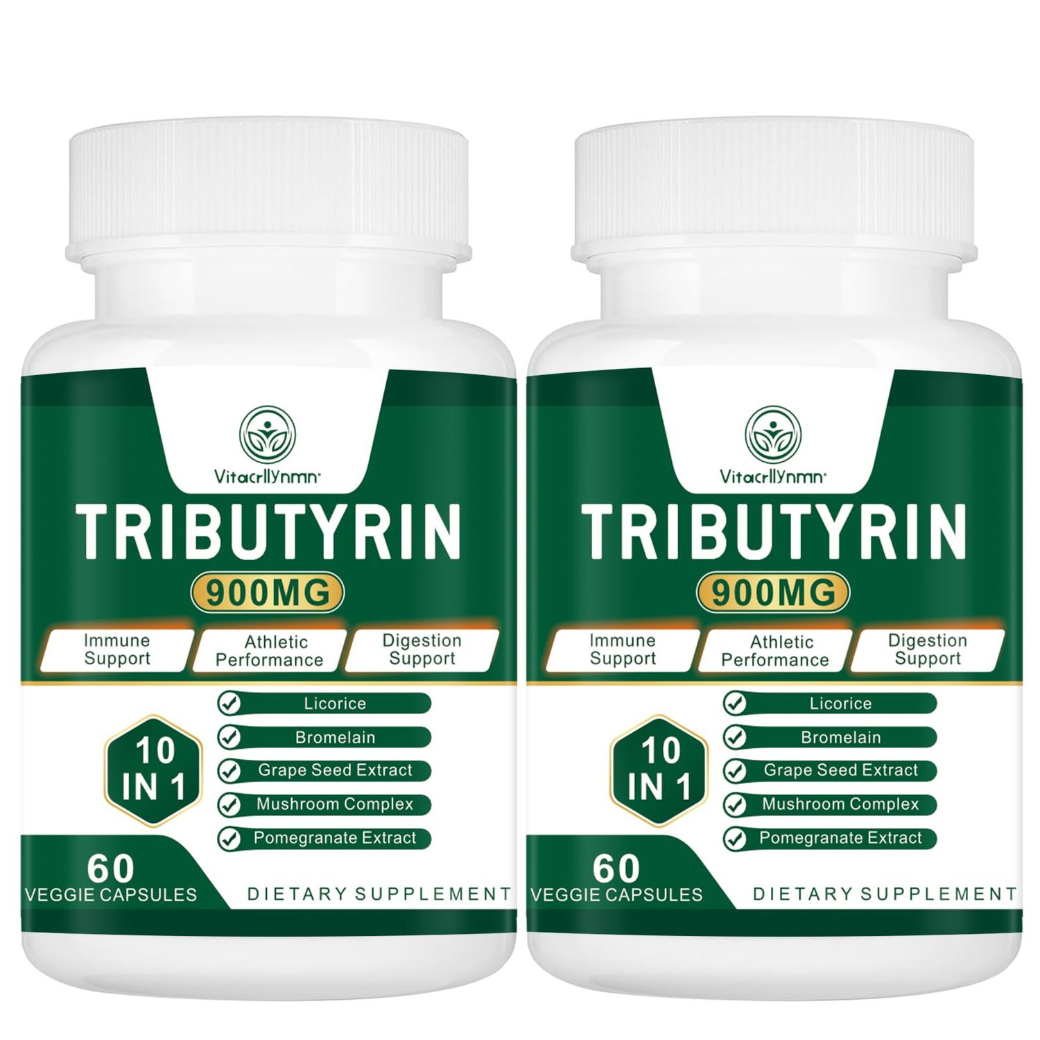 VITACRLLYNMN Tributyrin Supplement - Butyrate Precursor for Gut Barrier Support, Leaky Gut Support, Digestion 120 Count