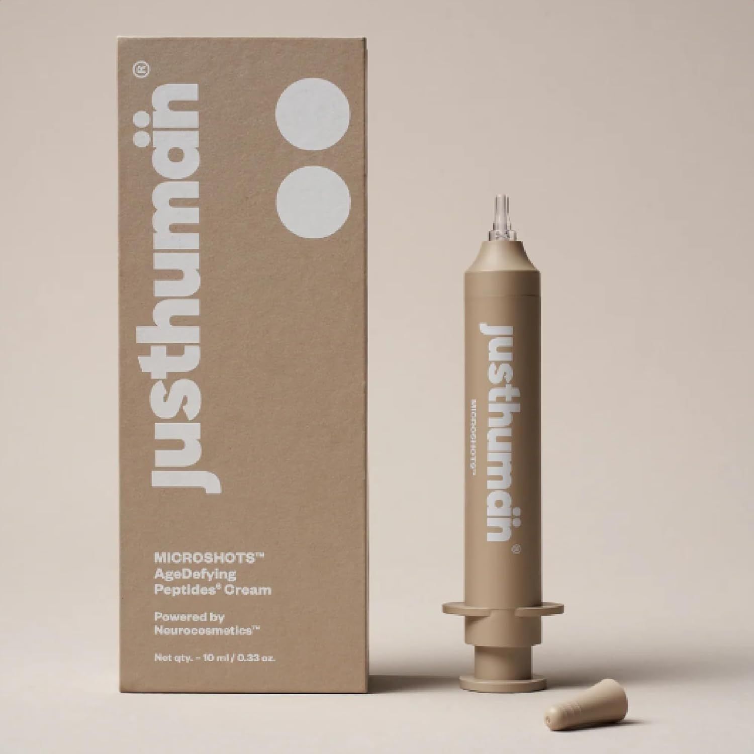 JustHuman Microshots Age-Defying Peptide6 Cream With Peace MaskPatented Korean Technology For Mature Skin Collagen Boosting,Wrinkle-Free, Skin Tightening 10Ml