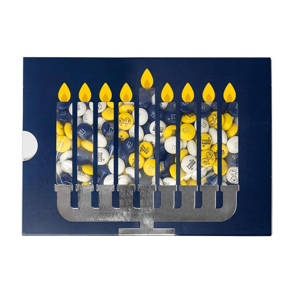 MM S WORLD Hanukkah Milk Chocolate Candy - 1 lb Hanukkah Chocolate Candies Gift Box, Great Holiday Gift, Blue Gold White