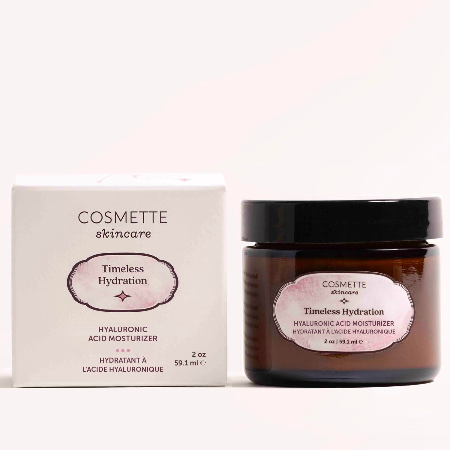 Cosmette Timeless Hydration Hyaluronic Acid Moisturizer With Vitamin C, Vitamin E, and Rose Oil, Moisturizing Face Lotion, Natural Skin Care, Vegan, 2 FL Oz