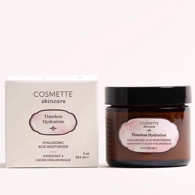Cosmette Timeless Hydration Hyaluronic Acid Moisturizer With Vitamin C, Vitamin E, and Rose Oil, Moisturizing Face Lotion, Natural Skin Care, Vegan, 2 FL Oz