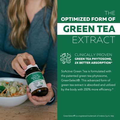 SoActive Green Tea Extract - Clinically Proven Green Tea Phytosome - 200 Better Absorption Effectiveness - Clinically Validated Dose - Supports Metabolism Weight Management - 60 Capsules