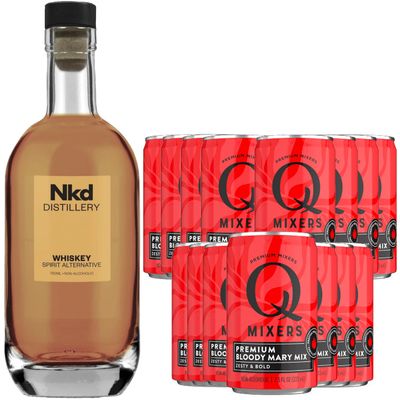 Nkd Distillery Whiskey Alternative Premium Non-Alcoholic Spirit - Zero Alcohol - With Q Mixers Bloody Mary [ 15 Pack ]