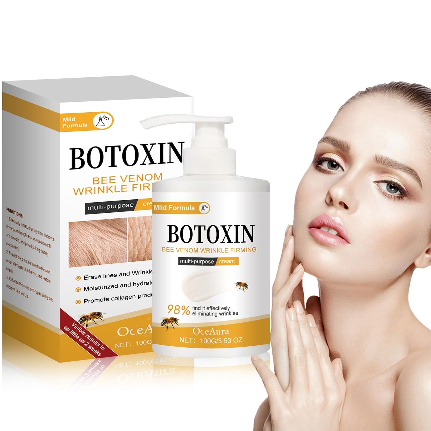 FXJQOOR Bee Venom Wrinkle Firming Cream : Anti-Aging Face Moisturizer for HydratedLifted Skin, Mild Formula Reduces Lines,Boosts Collagen, Multi-Purpose Cream for Daily Skincare