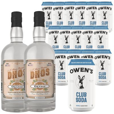 Dh s Handcrafted Non-Alcoholic Orange 750 ML Bottles w Pack Owen s Mixers Club Soda 8.2 OZ Cans - Keto-Friendly, Zero Sugar, Zero Calories, Zero Proof - Perfect for Mocktails - Made in USA
