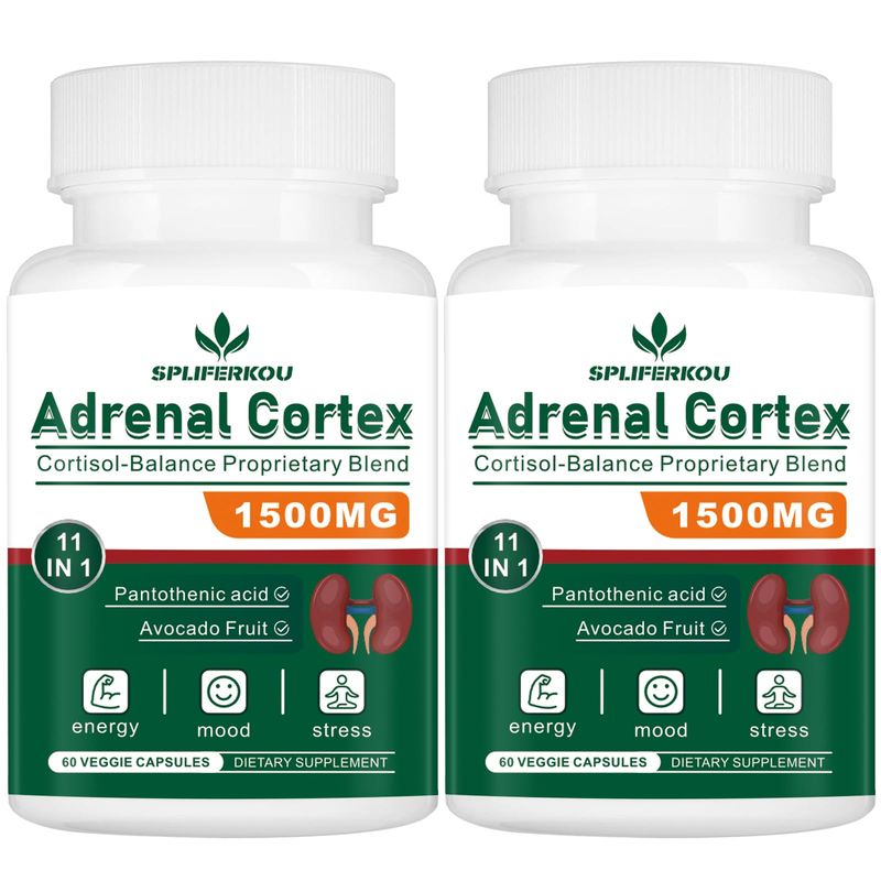 Spliferkou 11-in-1 Adrenal Support Supplement, Cortisol Supplement with Pantothenic Acid and Ashwagandha - Supports Healthy Adrenal Function, Energy and Relaxation - 120 Capsules