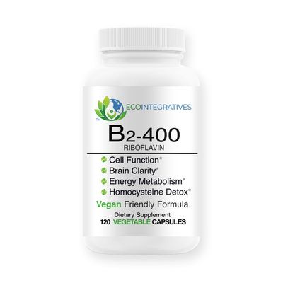 EcoIntegratives B2-400 Pure Riboflavin - Nervous System Health, Homocysteine Detox, Cardiovascular, Helps Boost Energy, Mental Clarity, Metabolism and Cell Function (120)
