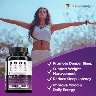 Vitauthority MELT PM Nighttime Weight Loss Pills: Naturally Support More Restful Sleep, with Ashwagandha L-Theanine - 30 Servings