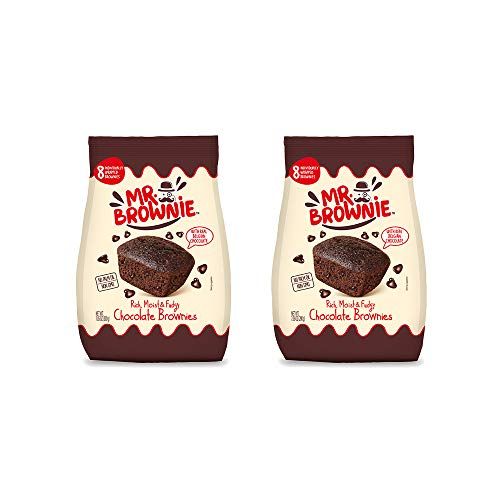Mr. Brownie Chocolate Brownies 8 Individually Wrapped Brownie Bites Snack Packs for Kids Adults Real Belgian Chocolate 2 Pack