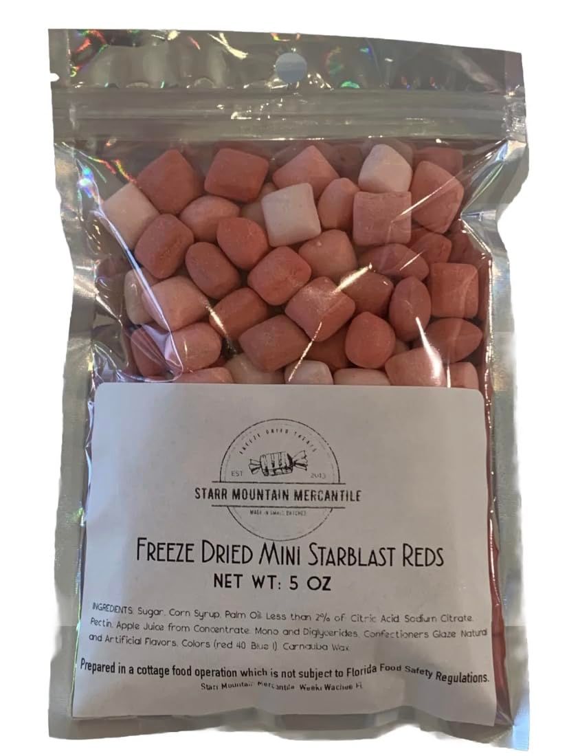Freeze Dried Starsplosions Fave Reds Minis SUPER CRUNCHY 5 ounce bag candy
