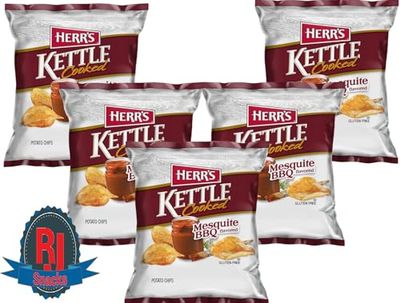 Herr&#39;s Mesquite BBQ Kettle Cooked Potato Chips, 2.5. oz.(Curated by RJ Snacks Pack of 3)