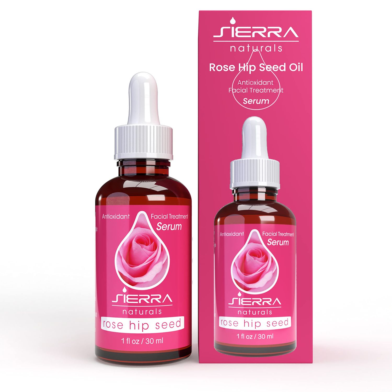 Sierra Naturals Rosehip Oil for Face, Rosehip Seed Oil, Benefits for Skin Great for Beauty Anti-Oxidant Anti-Aging Serum with Vitamin E Oil, 1oz