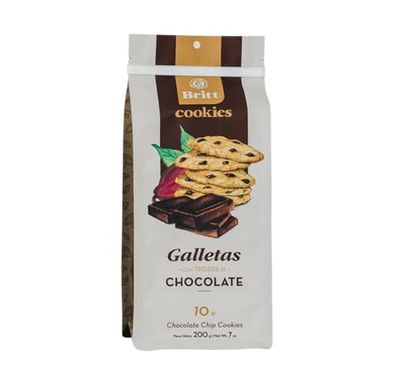 Britt Chocolate Chip Cookies - Delicious Costa Rican Cookies with Real Chocolate Chunks - Gourmet Snack for Sharing, Coffee Breaks, and Gifting - Soft and Crunchy Texture - (7 oz Each, 2-Pack)