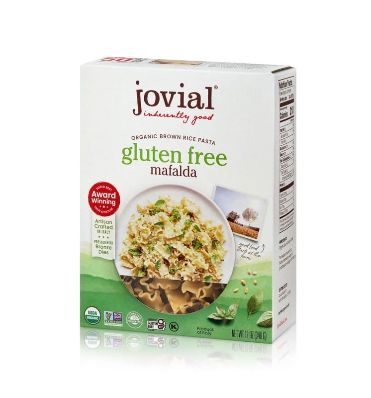 Jovial 100 Organic Gluten Free Brown Rice Mafalda - Mafalda Pasta Noodles, Healthy Pasta, Whole Grain Pasta, Organic Pasta, Gluten Free, Dairy Free, Cooks Firm, Made in Italy - 12 Oz