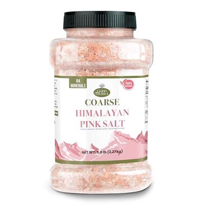 Good Tierra Himalayan Pink Salt in Jar - Coarse, 5 lb - Ideal for Bath Salt, Table Salt Grinders, and Spice Jars