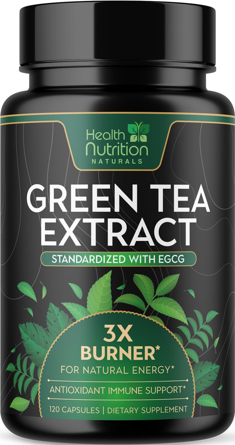 Green Tea Extract Pills - 98 Standardized EGCG 1300mg 3X Strength for Natural Energy - Supports Heart Antioxidant Health Herbal Immune Support Supplement Polyphenols Catechins - 120 Capsules