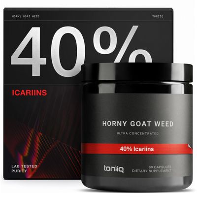 Horny Goat Weed for Men Women - Ultra High Potency 60:1 Extract with 40 Icariins - Highly Concentrated - Third-Party Lab Tested - Premium hornygoatweed for Men - 60 Capsules