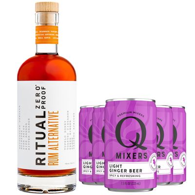 Ritual Zero Non-Alcoholic Rum Alternative with of Q Mixers Light Ginger Beer for your favorite Alcohol-Free Mixed Drink 5 PACK
