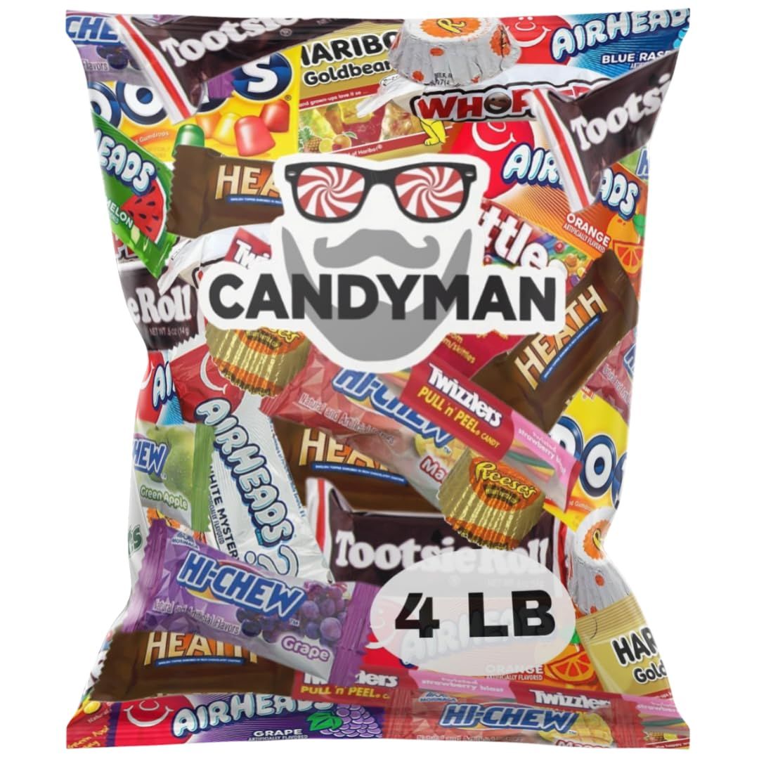 CANDYMAN (4 LBS) Chocolate Candy Bundle with Mixed Individually Wrapped Treats, Fun and Mini Sized Chocolate and Candy for Easter Egg Fillers and Parties