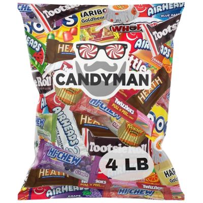CANDYMAN (4 LBS) Chocolate Candy Bundle with Mixed Individually Wrapped Treats, Fun and Mini Sized Chocolate and Candy for Easter Egg Fillers and Parties