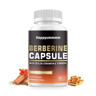 Berberine Supplement with Ceylon Cinnamon 1500mg-120 Capsules-High Potency Berberine HCL Supplement for Immune and MetabolismW Support,Vegan, Organic, Non-GMO
