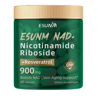 Nicotinamide Riboside 900mg, NAD Supplement Resveratrol Nutritional Supplements, Supplement for Anti-Aging, Energy, Focus - 80 Capsules