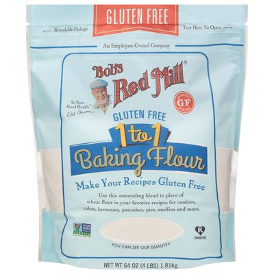 Bob's Red Mill Gluten Free 1 to 1 Baking Flour, 64oz (Pack of 4) - Non GMO, Vegan, Kosher