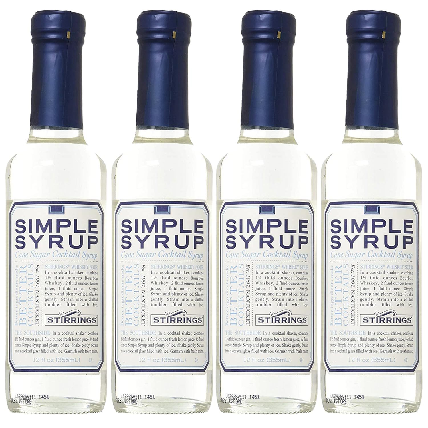 Stirrings 4 Pack Simple Syrup Bitters 355ml Bottles - Real Ingredients No Preservatives Low Calories - Drink Mixer