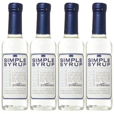 Stirrings 4 Pack Simple Syrup Bitters 355ml Bottles - Real Ingredients No Preservatives Low Calories - Drink Mixer