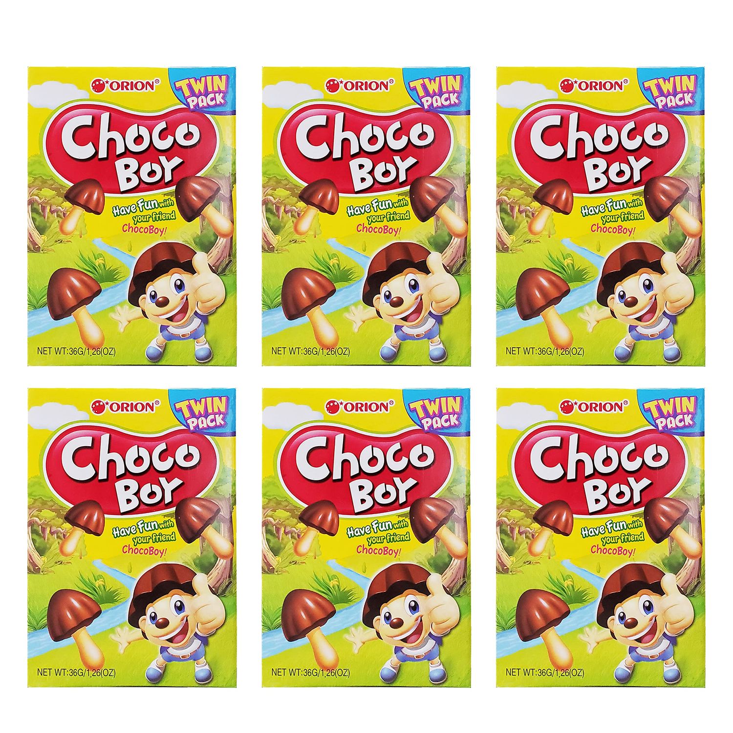 Orion Choco Boy Chocolate Covered Biscuits (6 Pack, Total of 7.56oz)
