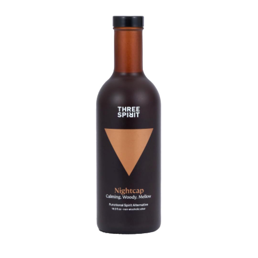 Three Spirit Non-Alcoholic Alternative Spirit - The Nightcap, 50cl Alt-Whiskey Unwind Chillout with Adaptogens, Valerian, Hops Lemon Balm Award Winning Active Botanical Gluten Free Vegan