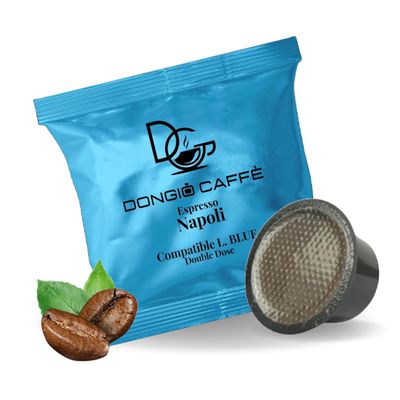 Dongi Caff - 80 Capsules Double Dose Compatible with Lavazza BLUE - Espresso Napoli - Dark Roast (Intensity 910) - Rich Crema Velvety Notes of Dark Chocolate - Roasted in Italy- Double Espresso Shot